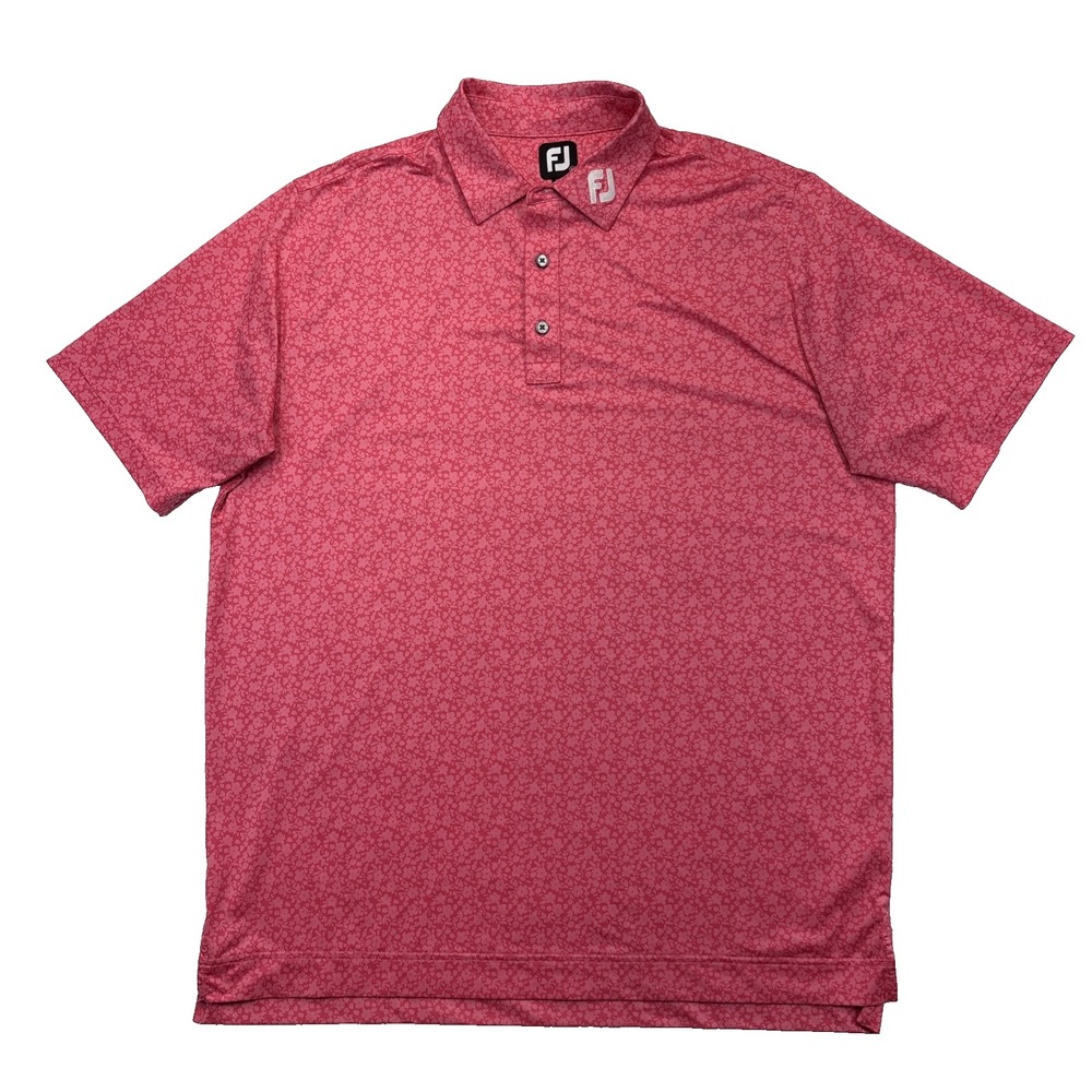 FootJoy Mens XL Pink Ditsy Floral Golf Polo Preppy Coastal Golfcore